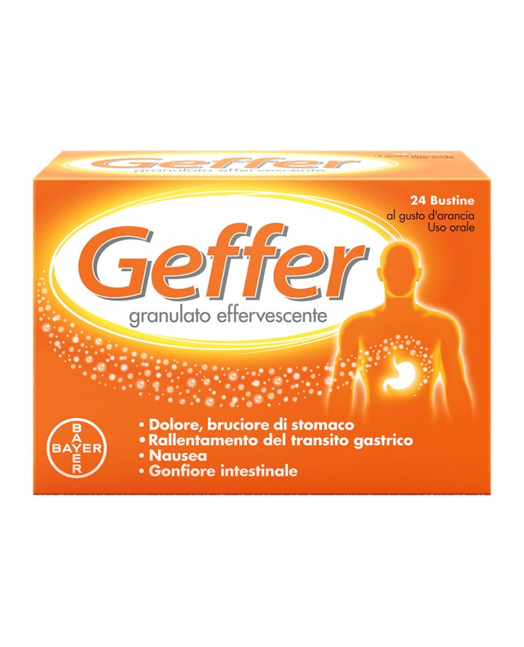 Geffer Granulato Effervescente Antiacido contro Bruciore di Stomaco Nausea e Gonfiore 24 Bustine