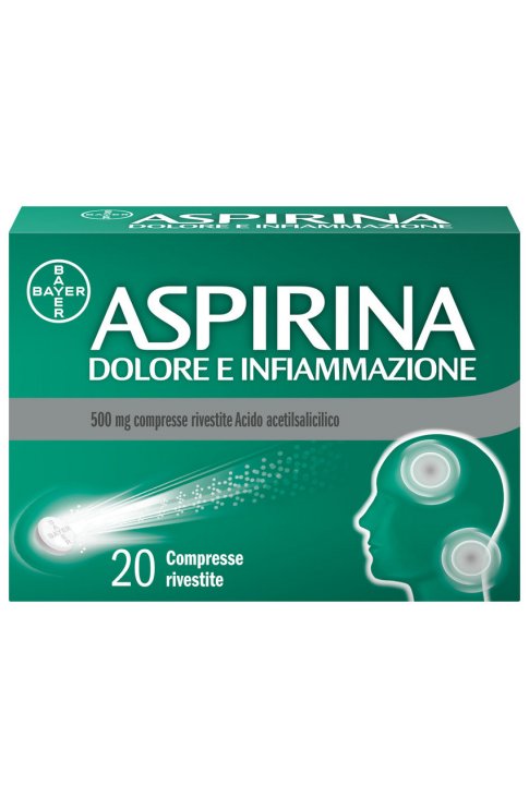 Aspirina Dolore e Infiammazione Antidolorifico Antinfiammatorio per Mal di Testa e Dolori 20 Cpr