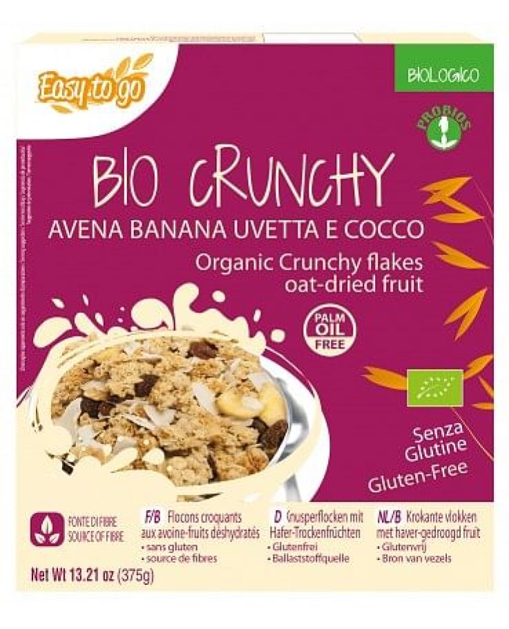 Easy to go bio crunchy avena banana uvetta e cocco 375 g