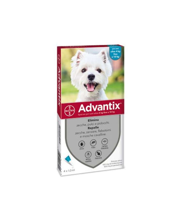 Advantix - Spot On Antiparassitario Per Cani 4-10 Kg Confezione 6 Pipette