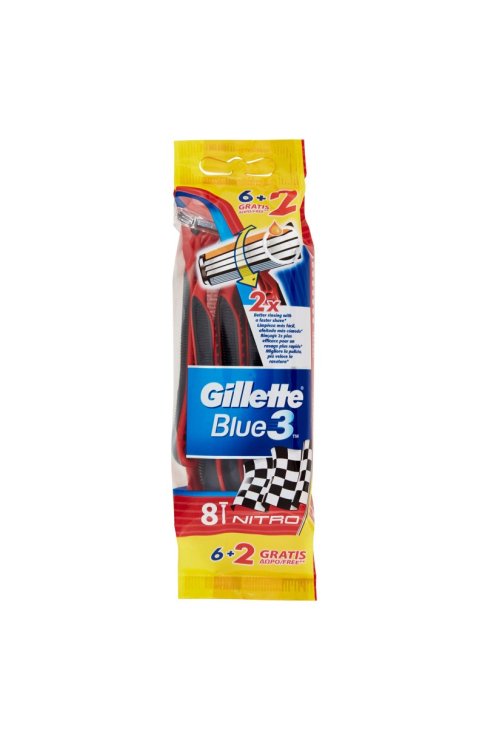 Blue3 Nitro Usa&Getta Gillette 6 Pezzi +2 Gratis