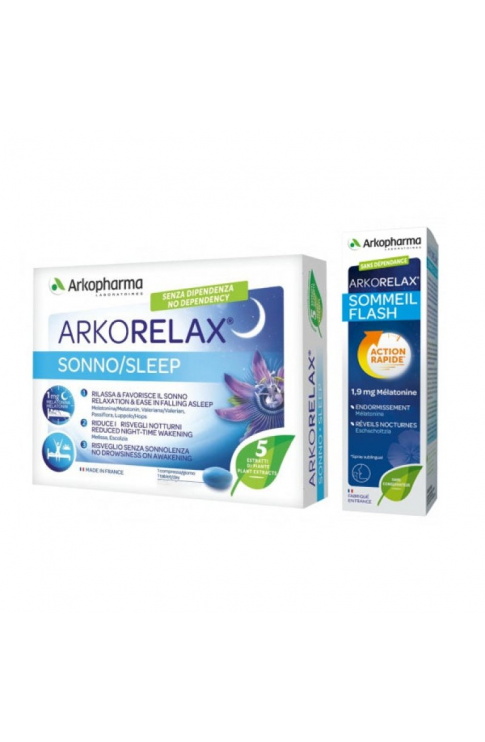 ArkoRelax Sonno + Sonno Flash Arkopharma 30 Compresse + 20ml Pack Promo