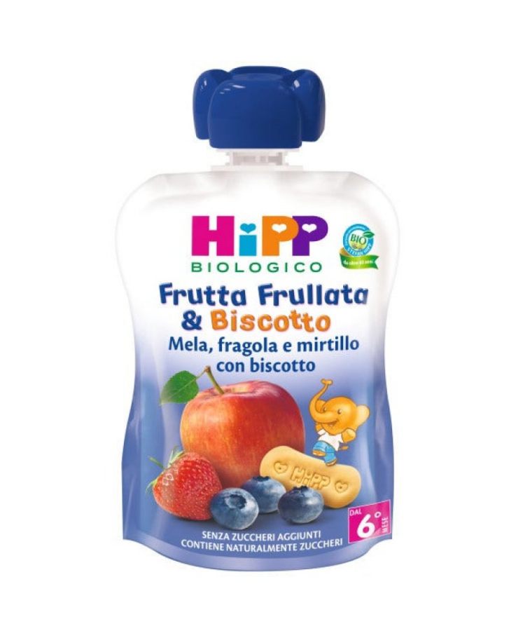 Frutta Frullata & Biscotto HiPP Biologico Mela Fragola Mirtillo 90g