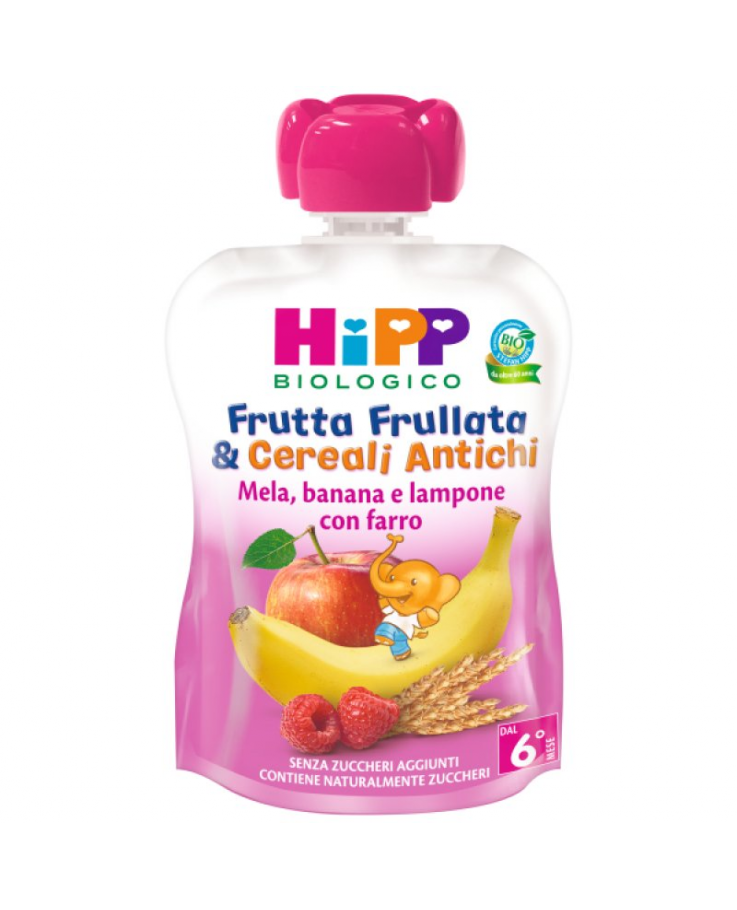 Frutta Frullata & Cereali Antichi HiPP Mela Banana Lampone 90g