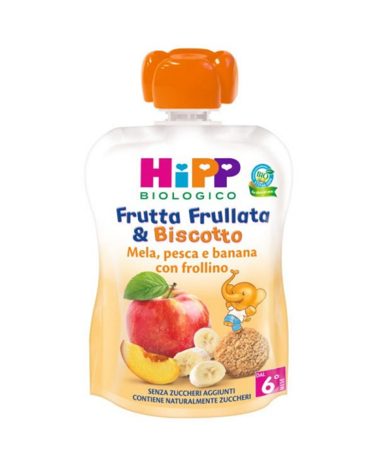 Frutta Frullata & Biscotto HiPP Biologico Mela Pesca Banana 90g