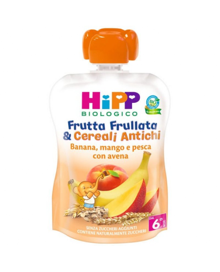 Frutta Frullata & Cereali Antichi HiPP Biologico Banana Mango Pesca 90g