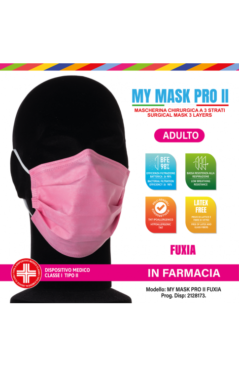 Mascherina Chirurgica Small Fuxia My Mask Pro II 10 Pezzi