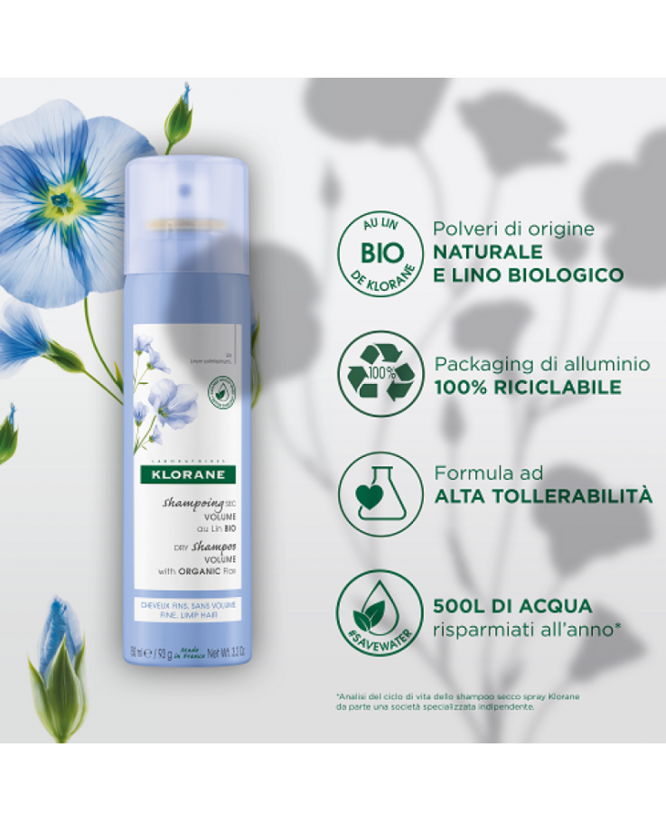 Shampoo Secco Volume Lino Bio Klorane 150ml