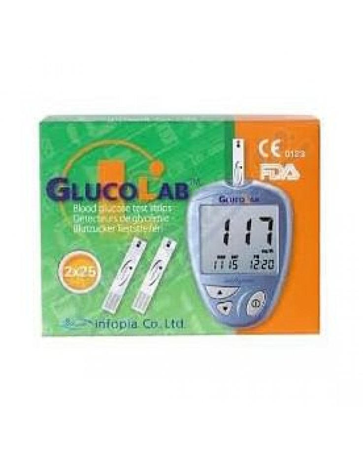 Strisce Misurazione Glicemia Glucolab Auto Coding Ad Elettrodo 25 Pezzi