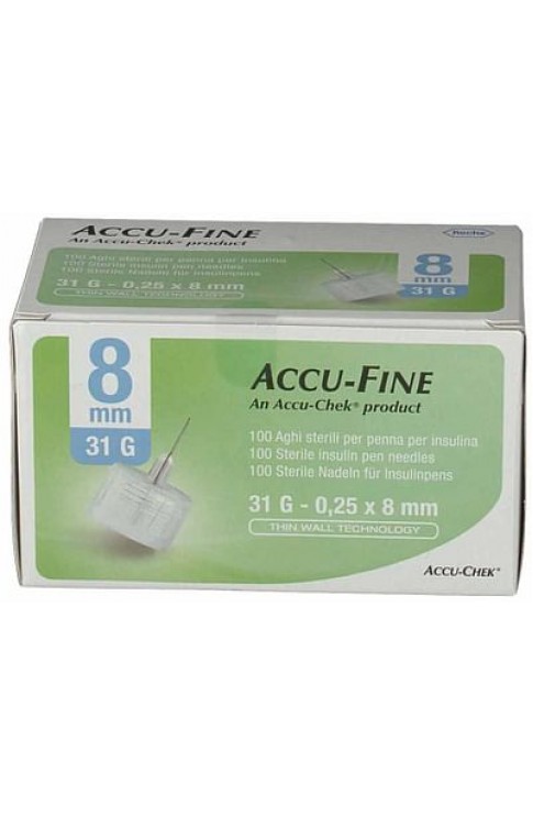 Ago Per Penna Da Insulina Accu Fine Pen Needle Accu Chek Gauge 31 X 8mm 100 Pezzi