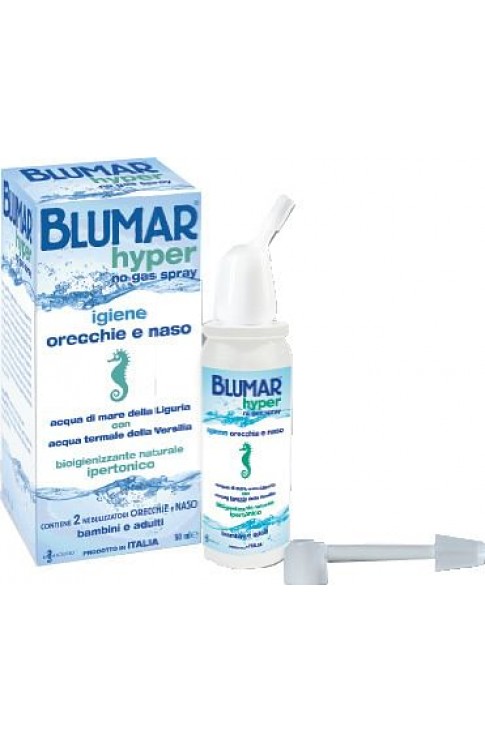 Blumar Hyper Spray No Gas Soluzione Ipertonica Di Acqua Dimare E Acqua Termale Per Igiene Naso E Orecchio 50 Ml