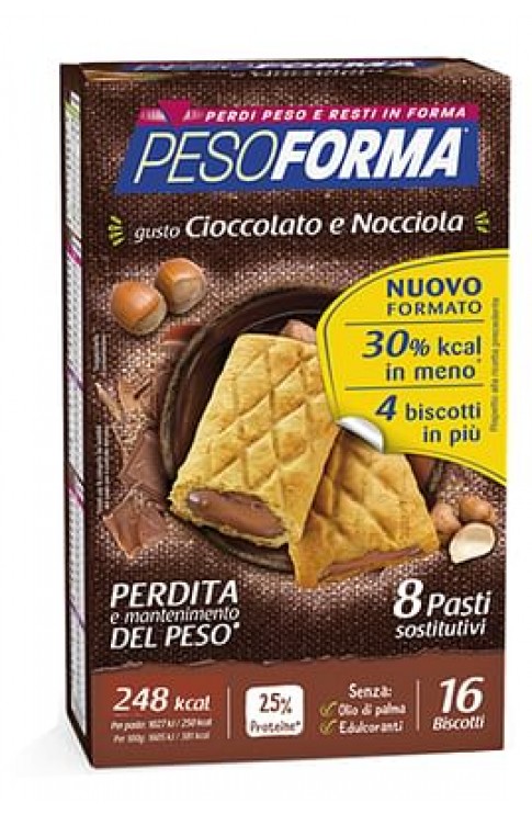 Pesoforma Biscotto Cioccolato Nocciola 16 Pezzi 33 G