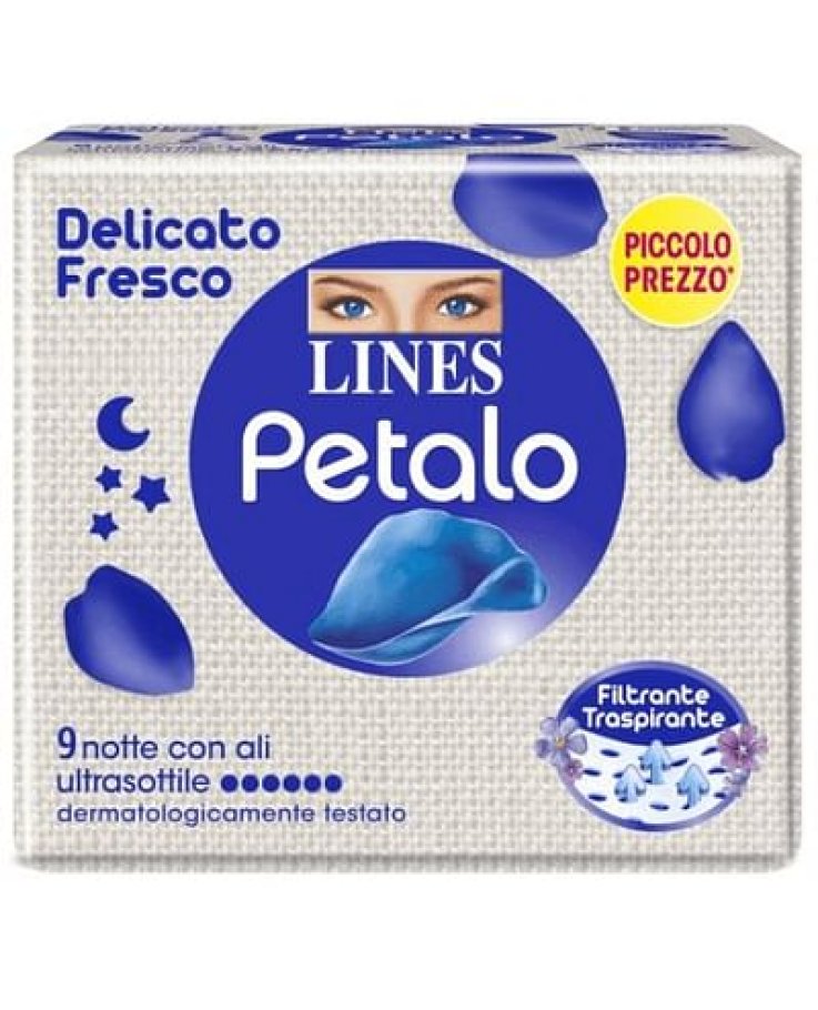 Lines Petalo Blu Assorbente Notte 9 Pezzi