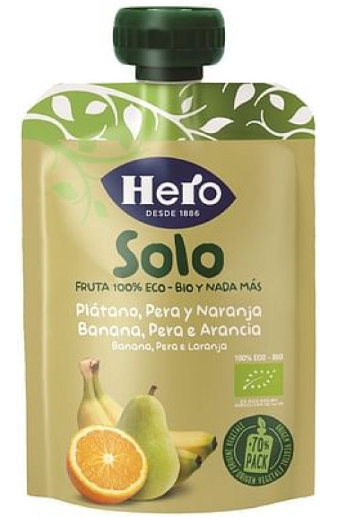 Hero Solo Frutta Frullata 100% Bio Banana Pera Arancia 100 G