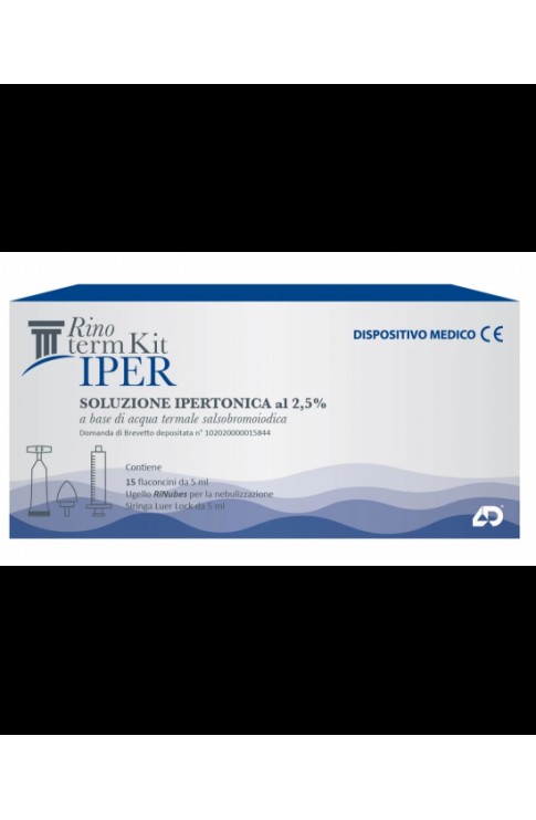 Rinoterm Kit Iper 15 Flaconcini Da 5 Ml + Ugello Rinubes Per Nebulizzazione + Siringa Luer Lock Da 5 Ml