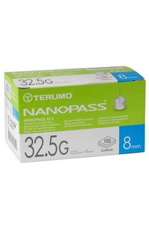 Ago Per Penna Da Insulina Nanopass 32,5 Gauge Lunghezza 8 Mm 100 Pezzi