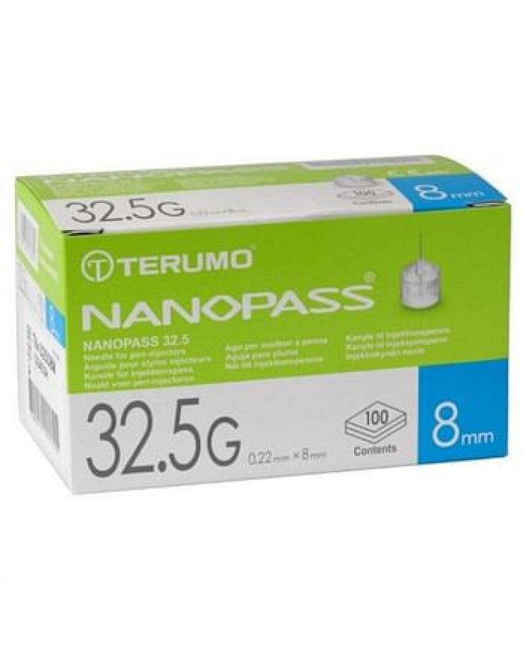 Ago Per Penna Da Insulina Nanopass 32,5 Gauge Lunghezza 8 Mm 100 Pezzi