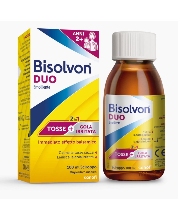 Bisolvon Duo Emolliente: Sciroppo Contro Tosse e Gola Irritata (100 ml)