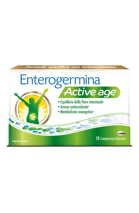 Enterogermina Active Age 28 compresse, Integratore con Probiotici (Fermenti Lattici), Ginkgo Biloba e Vitamina B12, Equilibrio Flora Intestinale, Azione Antiossidante, Riduzione Stanchezza