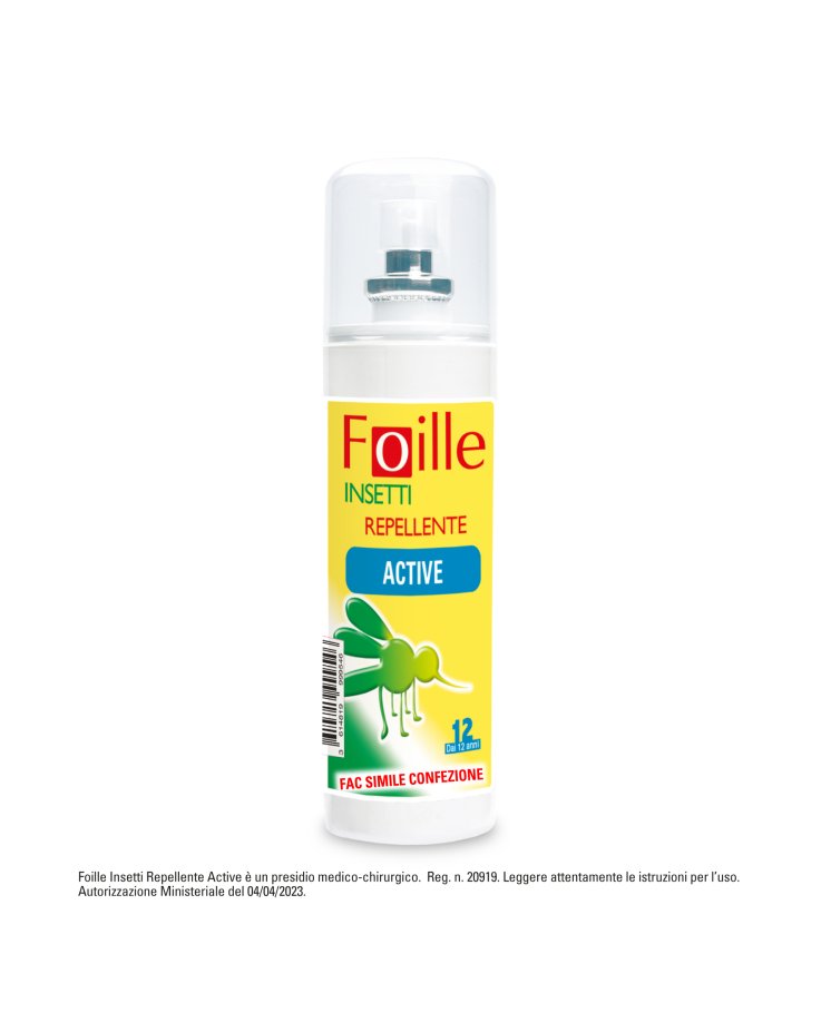 Foille Insetti repellente Active, spray contro zanzare, zecche e flebotomi, flacone da 100 ml
