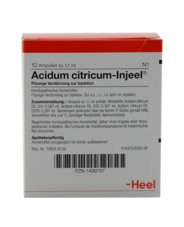 Acidum Citricum Injeel 10 Fiale Heel
