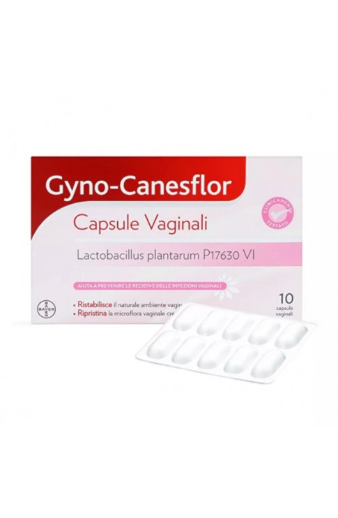 Gyno-Canesflor Probiotico per prevenire Recidive di Infezioni Vaginali e Candida 10 Capsule Vaginali