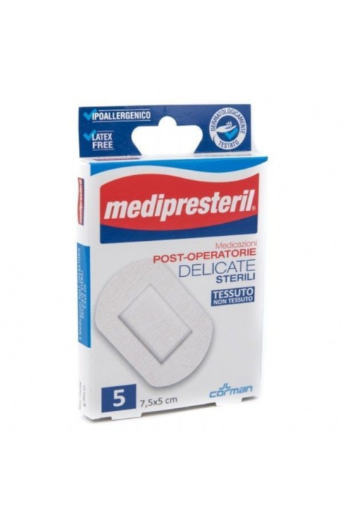 Medipresteril Medicazioni Post Operatorie Delicate Sterili 7,5x5cm 5 Pezzi