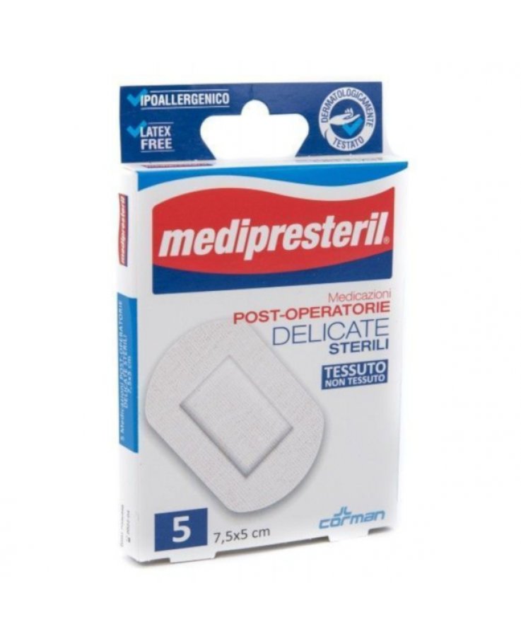 Medipresteril Medicazioni Post Operatorie Delicate Sterili 7,5x5cm 5 Pezzi
