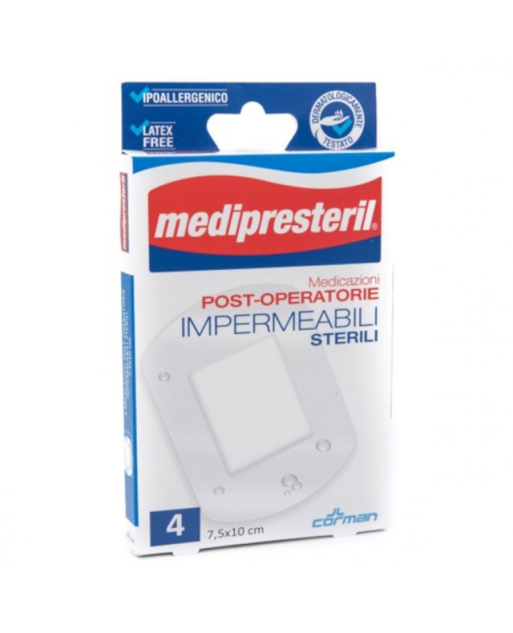 Medipresteril Medicazioni Post Operatorie Impermeabili Sterili 7,5 X 10cm 4 Pezzi