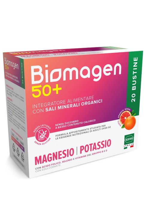 Biomagen 50+ Magnesio e Potassio Senza Zuccheri 20 Bustine