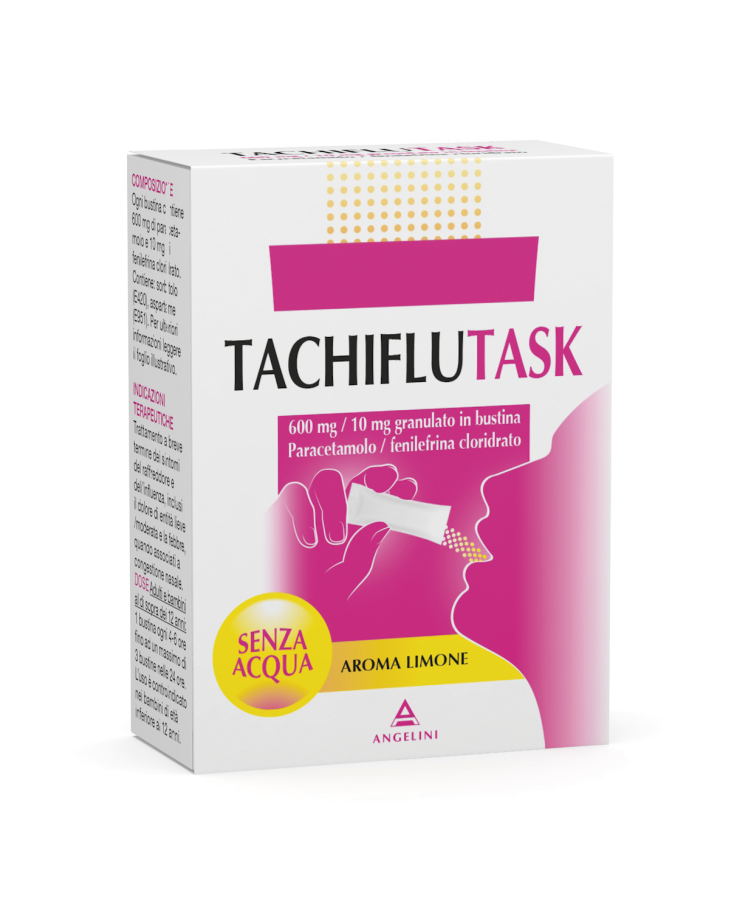 Tachiflutask 10 bustine sintomi influenzali 600 mg + 10 mg