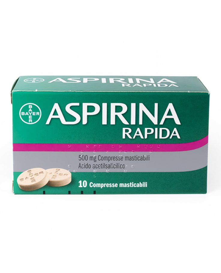 Aspirina Rapida Trattamento Febbre e Dolore 500mg Acido Acetilsalicilico 10 compresse masticabili