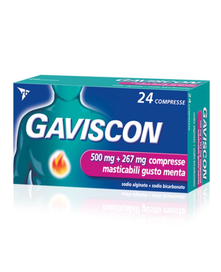 GAVISCON 24 CPR MENTA - 500MG + 267MG contro bruciore di stomaco e trattamento del reflusso gastroesofageo