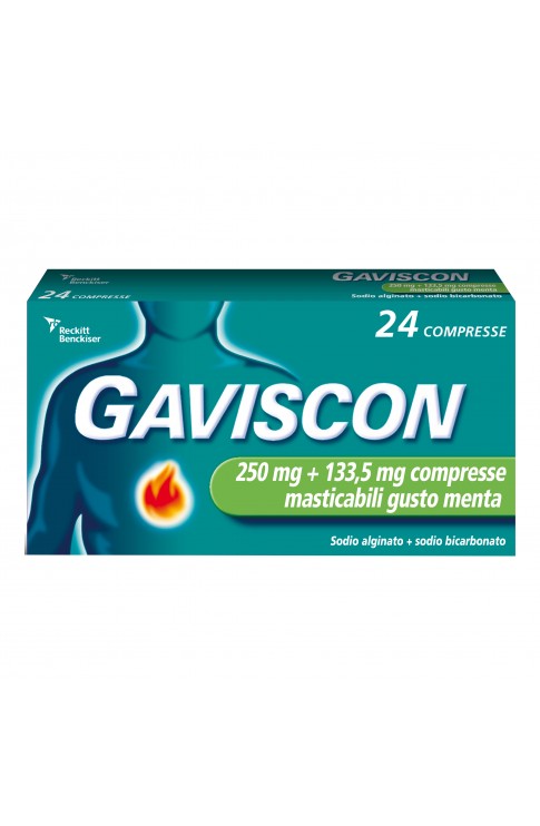 Gaviscon 24 Compresse Masticabili 250+133,5mg Menta