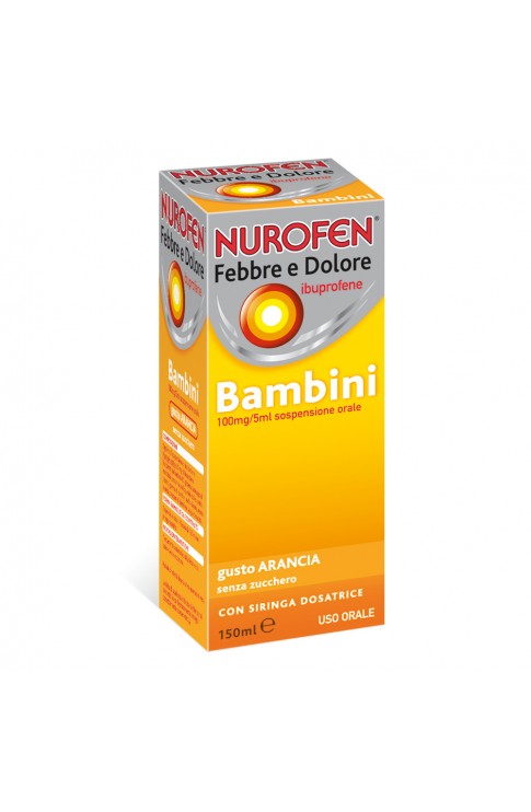 Nurofen Febbre e Dolore Bambini 100mg / 5ml Arancia Ibuprofene Sospensione Orale 150ml
