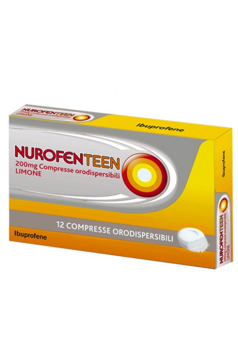 NUROFENTEEN LIMONE 200MG 12 CPR ibuprofene azione antinfiammatoria e antidolorifica contro febbre, mal di testa, mal di denti e dolori mestruali