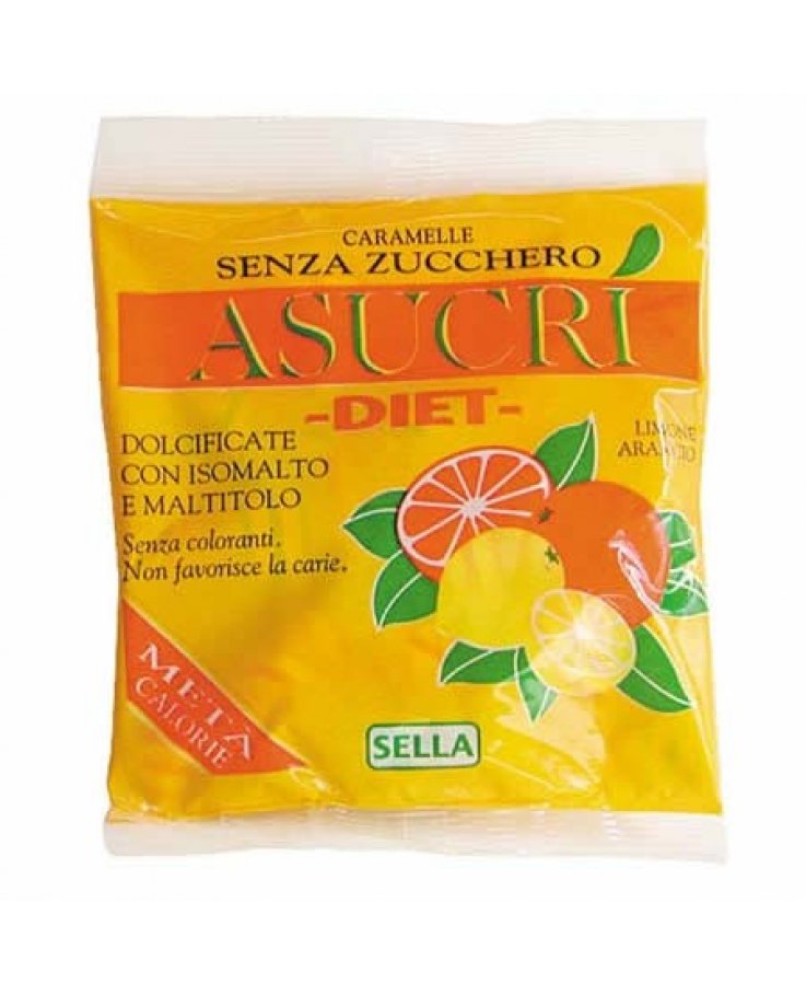 Asucri Caramella Arancia Limone Senza Zucchero 40g