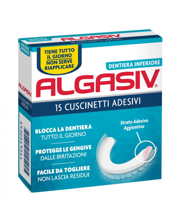 Algasiv Cuscinetti Adesivi Dentiera Inferiore 15 Pezzi Ofs