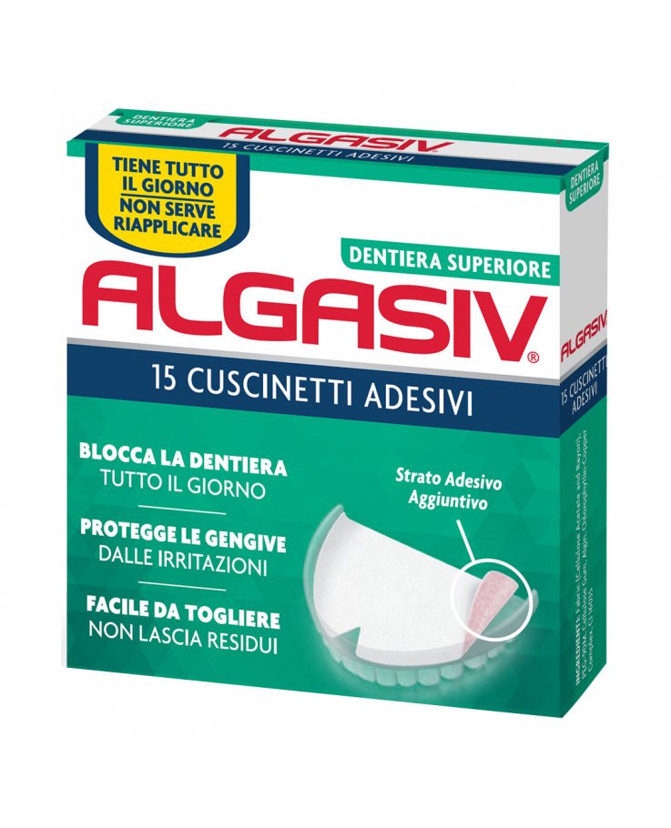 Algasiv Cuscinetti Adesivi Dentiera Superiore 15 Pezzi Ofs