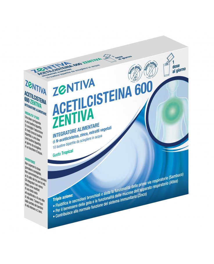 Acetilcisteina 600 Zent 10 Bustine